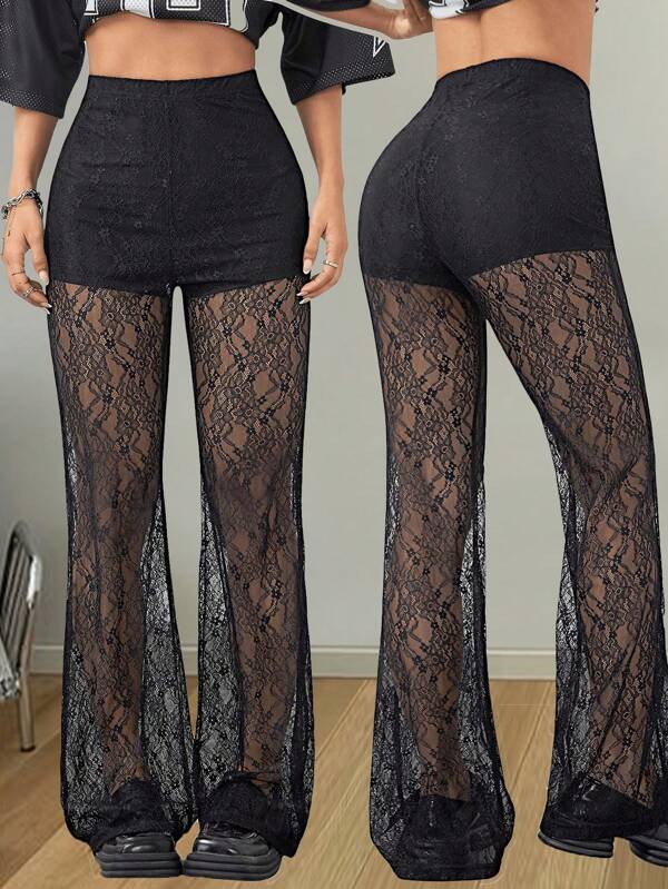 Coolane Femei Primavara Si Vara Pentru Country Festival Tinute Intalnire Night Club Tinute Sexy Vintage Dantela Pantaloni Negri Flare