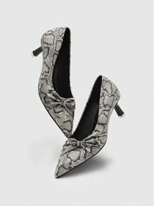 CUCCOO BIZCHIC Women's Pointed Toe Slip-On High Heel Shoes With Bow Decor, Multi-Color, Everyday Wear