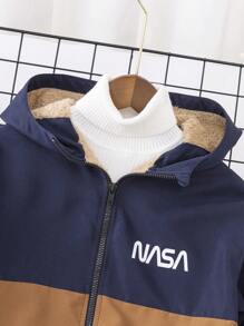 Tween Boy's Casual Colorblock Thermal Lined Padded Thick Jacket - Blue - View 8