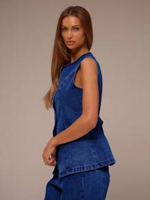 MUSERA Button Up Denim Jacket Summer Elegant Ibiza Western Concert Back To School Office Work Chic Spring - Medium Wash - View 2