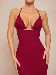 Lumalex 女士长款纯色连衣裙，简约时尚，适合夏季 - 紅色 - 查看 6