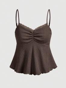 SHEIN MOD 简单时尚的褶皱胸围、弧形 A 字形、后褶背心，适合夏季