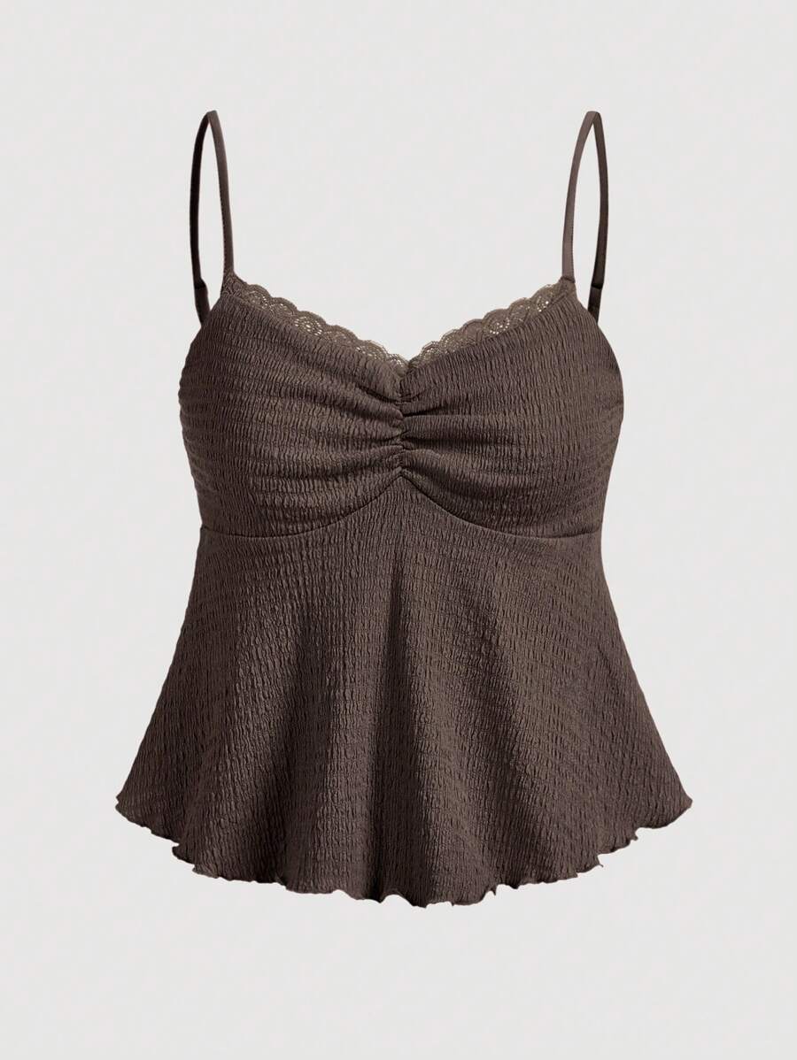 SHEIN MOD 简单时尚的褶皱胸围、弧形 A 字形、后褶背心，适合夏季