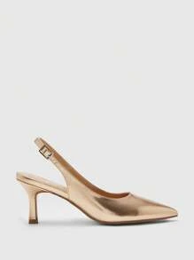 CUCCOO BIZCHIC Champagne-Colored Metallic PU Leather Pointed Toe Stilettos, Fashion High Heels For Commute, Dating, Party, Vacation For Christmas - Champagne - View 9