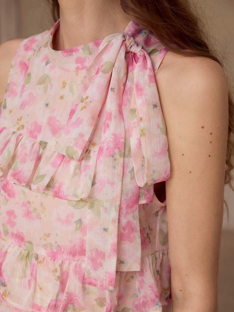 RUFFLE FLORAL PRINT BLOUSE