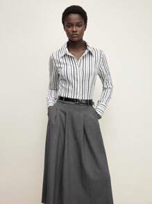 BizChic Nueva blusa elegante a rayas negras y blancas para mujeres, adecuada para uso diario, trabajo, citas, transporte, vacaciones, primavera/verano