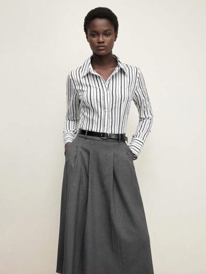 BizChic 新款女士黑白条纹优雅衬衫，适合日常穿着、工作、约会、通勤、度假、春夏季