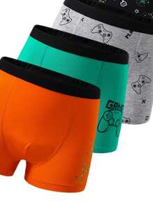 8pcs/Set Boys' Simple, Fashionable, Cool Vintage Colorful Gaming Console Print Boxer Briefs - Multicolor - View 5