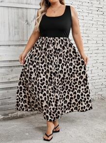 SHEIN CURVE+ Plus Size Solid Color Patchwork Ruched Dress, Casual Beach Wear - Multicolor - View 6