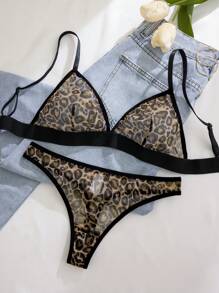 2 件套女士性感内衣套装（无钢圈文胸和丁字裤） - 彩色 - 查看 4