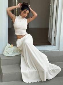 SHEIN Unity Women Two-Piece Outfits. Perfect For Spring/Summer, Formal, Cocktail Events, Weddings. - Apricot - View 6