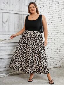 SHEIN CURVE+ Plus Size Solid Color Patchwork Ruched Dress, Casual Beach Wear - Multicolor - View 4