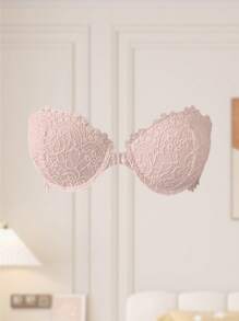 1 Áo ngực không dây cài trước nâng ngực có gọng, không lưng và dây đeo có thể tháo rời, dành cho ngực nhỏ - Hồng - Xem 3