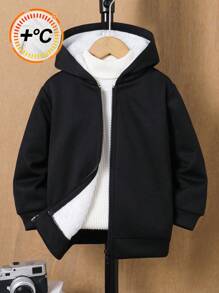 SHEIN Leap Crew Tween 男童休闲加厚保暖内衬针织夹克外套