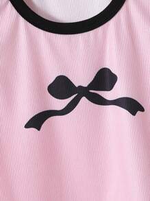 2 pièces/Set mode de rue décontractée pour jeune fille. Ensemble mignon avec veste à imprimé papillon et colorblock et pantalon évasé à effet denim