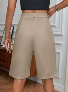Aveloria Modichic Casual Versatile Solid Color Shorts - Apricot - View 2