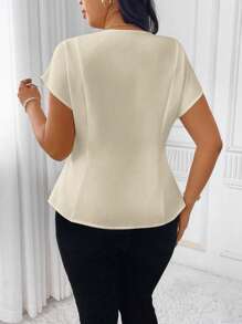 Celure Blazer elegante da lavoro con scollo a V profondo, maniche a palloncino e blocchi di colore