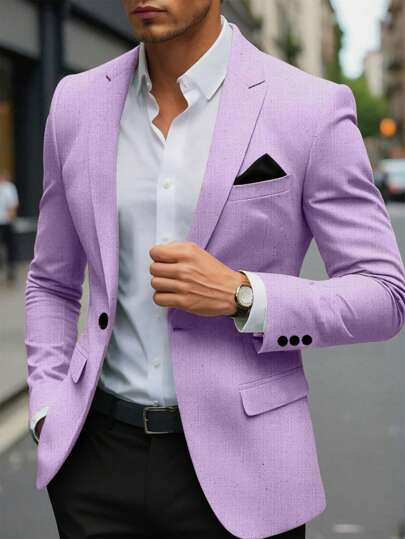 Manfinity Mode Men Simple Long Sleeve Casual Blazer, Minimalist & Fashionable For Summer Formal