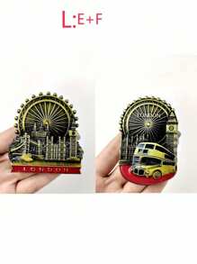 1/2 件手工复古金属冰箱贴 - 全球地标收藏家套装（巴黎埃菲尔铁塔/迪拜塔/荷兰风车）带开瓶器，独特的旅行纪念品和家居装饰礼物，适合生日/婚礼/乔迁 - 彩色 - 查看 17