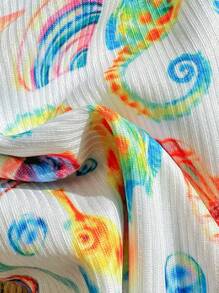 Swim Mod Printed Textured Fabric Side-Tie Bottom For Beach Bikini Swimwear, For Summer Vacation - Multicolor - View 4