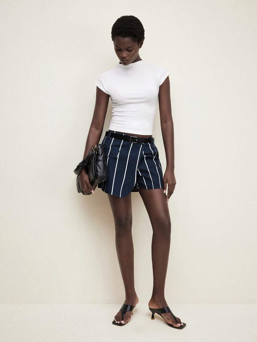 BizChic Damen Culottes mit Streifenprint und Verdeckter Vorderseite, Lässig - marineblau - Übersicht 1