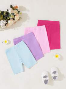 4pcs Baby Girls' Cute Cat Print Casual Comfortable Stretch Shorts, Versatile Daily Wear, Summer - Multicolor - View 6