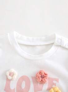 Cozy Pixies Set de 2 piezas para recién nacido niña: Top de punto de manga corta con cuello redondo y estampado de letras suave, y pantalones cortos de cintura elástica
