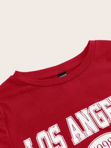 SHEIN EZwear Tricou scurt de damă, cu imprimeu cu litere, vară