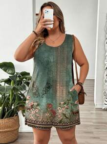 EMERY ROSE Mono casual de talla grande con estampado floral vintage