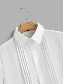 Manfinity VCAY 2pcs/Set Men's Woven Fitted Spread Collar Casual Shirt Set, Suitable For Summer - White - View 4