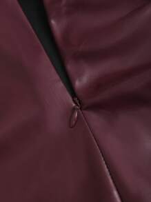 Sweetra Elegant Retro High Waist Pleated Brazilian PU Leather Side Slit Flared A-Line Mini Skirt For Women Y2K 