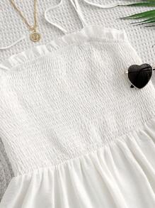 Breezaya Plus Size Women Solid Color Ruffle Hem Camisole Top - White - View 8