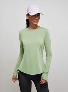Powerista Women's Breathable Quick-Dry  Short Sleeve T-Shirt For Yoga, Pilates, Fitness, Running, Outdoor Activities,Women's Fall & Winter Outdoor T-Shirt - Mint Green - View 3