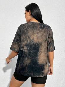 SHEIN EZwear Plus Size Casual Round Neck Short Sleeve T-Shirt, Fashionable For Summer - Black - View 2