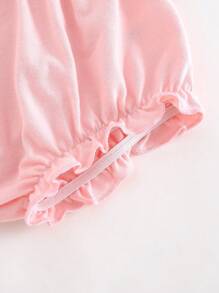 Cozy Pixies Set de 2 piezas para recién nacido niña: Top de punto de manga corta con cuello redondo y estampado de letras suave, y pantalones cortos de cintura elástica