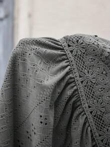 SHEIN Maternity Vacation Contrast Lace Ruffle Camisole - Grey - View 6