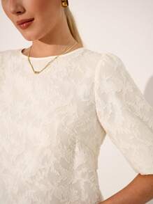 SHEIN Clasi Hollow Sheer Floral Mesh Tie Front Blouse, Lightweight Breathable For Vacation, Beach, Commuting