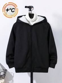 SHEIN Leap Crew Tween 男童休闲加厚保暖内衬针织夹克外套