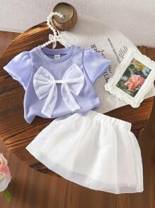 Baby Girls Korean Style Casual Cute Car Print Contrast Color Ruffle Short Sleeve Top And Shorts Set, Summer