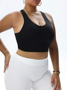 Rhythm Era Soutien-gorge de sport sans couture en maille de grande taille - Noir - Voir 2