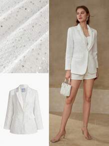 MOTF PREMIUM 粗花呢亮片结构西装外套 - 白色 - 查看 8