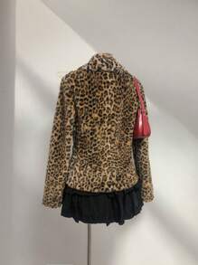 Elamini Áo khoác cardigan cổ ve áo họa tiết da báo mới cho nữ, cổ điển - Nhiều màu - Xem 2