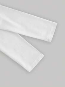 SHEIN MOD Áo thun trơn đơn giản đa năng thường ngày cho nữ có họa tiết nhún màu - Hồng - Xem 4