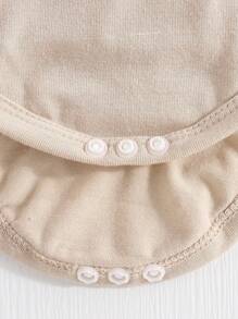 SHEIN 5 件套女婴柔软舒适圆领柔和纯色露肩连体衣，时尚休闲日常分层百搭百搭短袖短裤，春夏