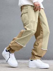 Manfinity EMRG Men's Utility Pocket Raw Hem Relaxed Fit Jeans - Multicolor - View 1