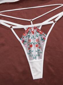 SHEIN 2 peças Conjunto de Lingerie Romântico e Pastoril Bordado Feminino