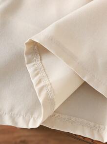 Souflis Souflis 女婴时尚休闲拼布白色蕾丝边彼得潘领连衣裙，夏季 - 卡其色 - 查看 6