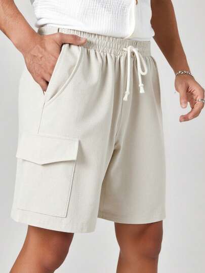 Manfinity VCAY Shorts rectos holgados tejidos para hombre, apropiados para uso diario en verano