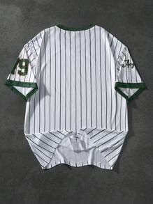 Aesthetic Post 男式宽松运动风格超大图案 T 恤 - 綠色 - 查看 2