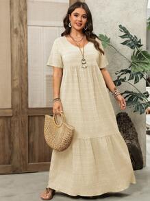 EMERY ROSE Vestido largo verde talla grande para mujer, principios de primavera - Albaricoque - Ver 6